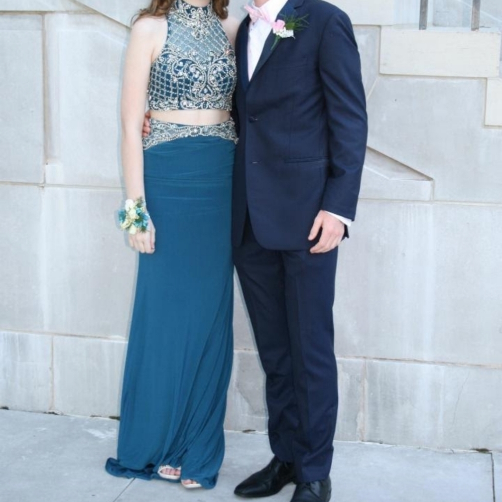 *WORN ONCE* Jeweled 2 Piece Prom Dress